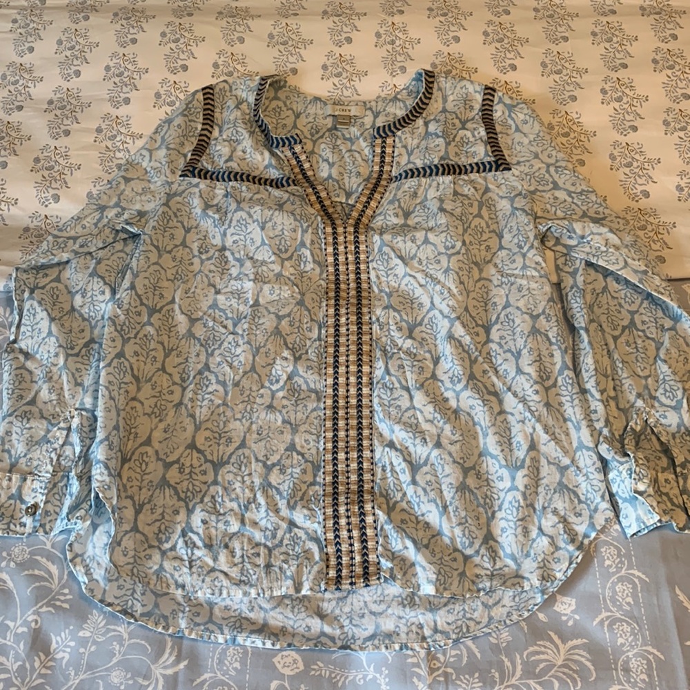 J. Crew Block Print Blouse